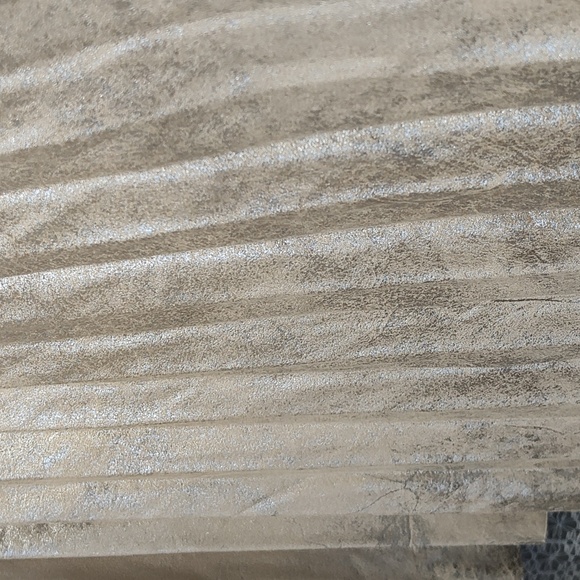 Maeve Shiny Gold Pleated Midi Skirt - Picture 5 of 11